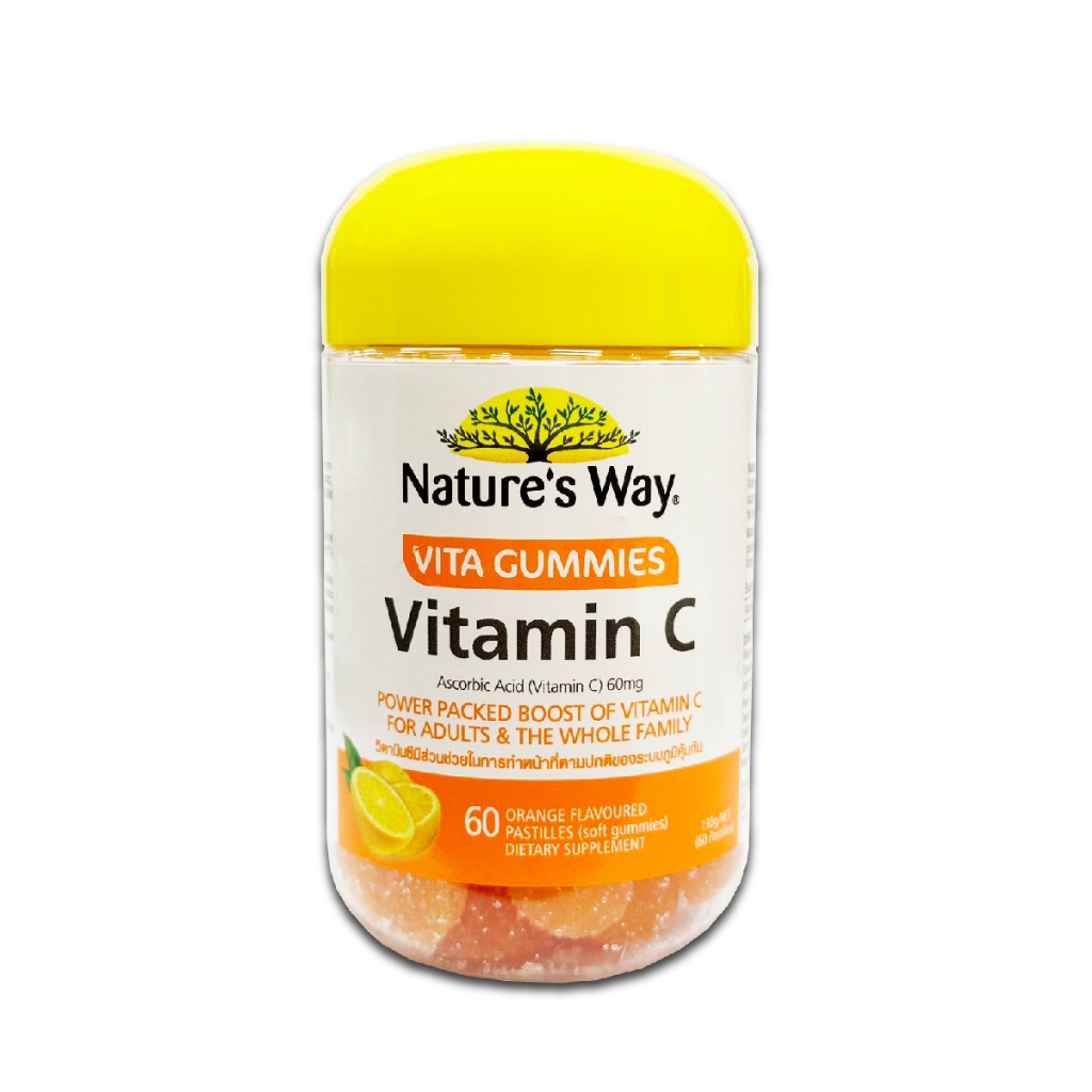 Nature's Way Vitamin C Gummies วิตามินซี เยลลี่ สำหรับผู้ใหญ่ รสส้ม 60 ชิ้น  จำนวน 1 ขวด 22012