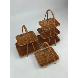Forward ตะกร้าหวาย ตะกร้าสาน ถาดสาน มีหูหิ้ว วัสดุหวายเทียม มีให้เลือก1-3ชั้น rattan basket รหัสสินค้า RA-FD546/548
