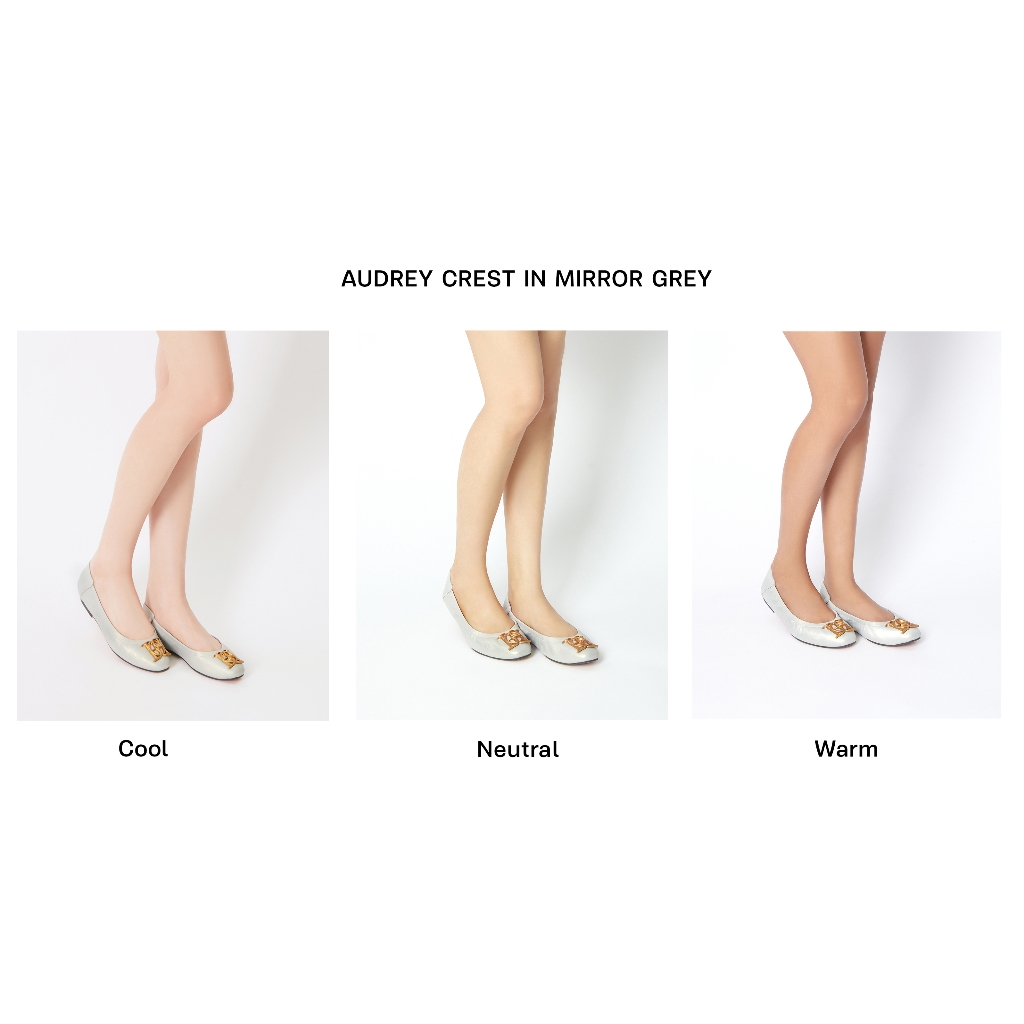 O&B รองเท้าหนังแกะ รุ่น AUDREY CREST IN MIRROR GREY-11087CS32615F_S4GYSM
