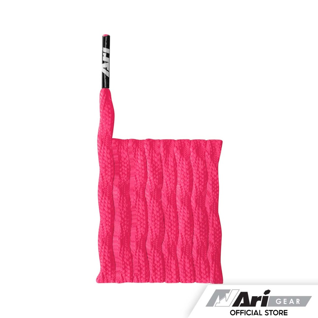 ARI TWIST SHOELACES - NEON PINK/BLACK เชือกรองเท้า อาริ TWIST สีชมพู