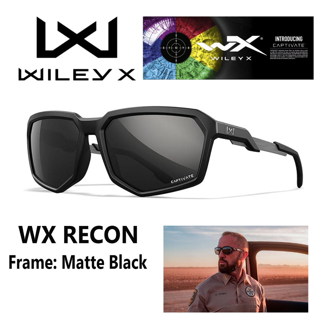 แว่นตา WILEY X แท้รุ่น RECON เลนส์โพรีคาร์บอลเนต แบบ Captivate Grey ให้ความคมชัดสูง ทนทาน ของแท้100%