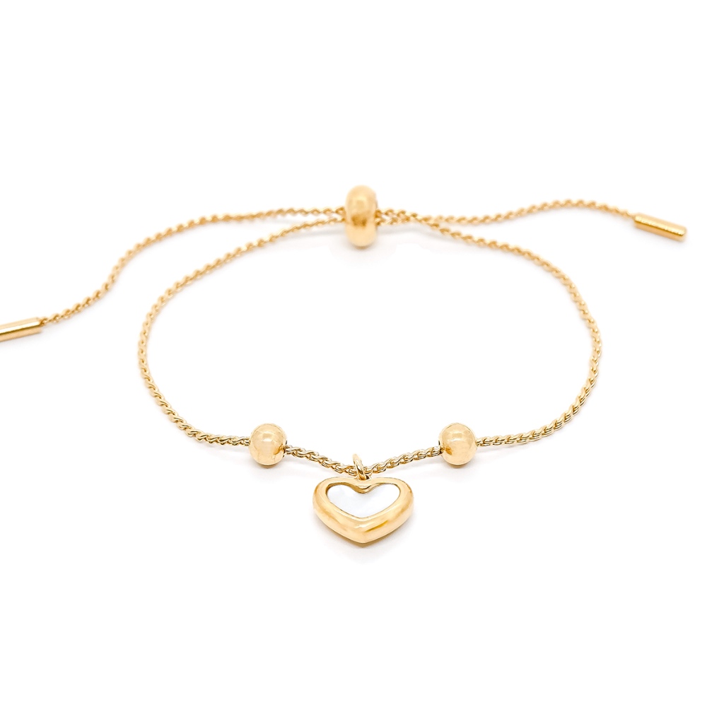Fyne Fories Golden Heart Bracelet ♡ สร้อยข้อมือหัวใจสีทอง ♡ fynefories