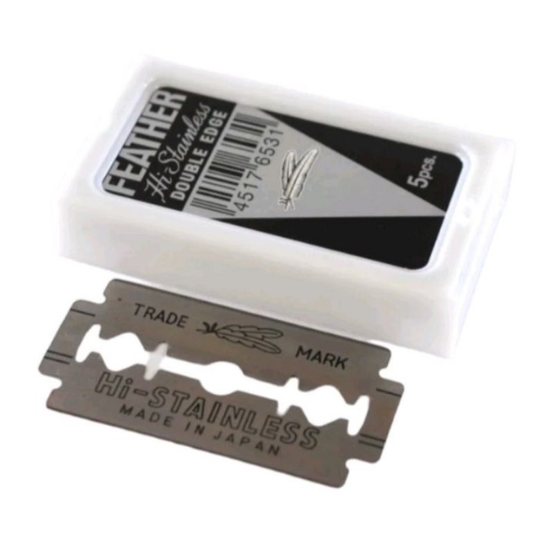 ใบมีดโกนขนนก (2 คม) Feather - Cut 1 กล่อง มี 5 ใบ ใช้ โกน กันคิ้ว โกนหนวด โกนผม 🤩ราคาถูก🤩