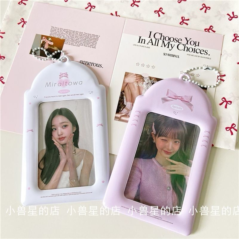 พร้อมส่ง!เฟรมการ์ด ลายน้องโบว์ ribbonbow สีชมพู ขาว ขนาด3นิ้ว ใส่การ์ด น่ารักมาก