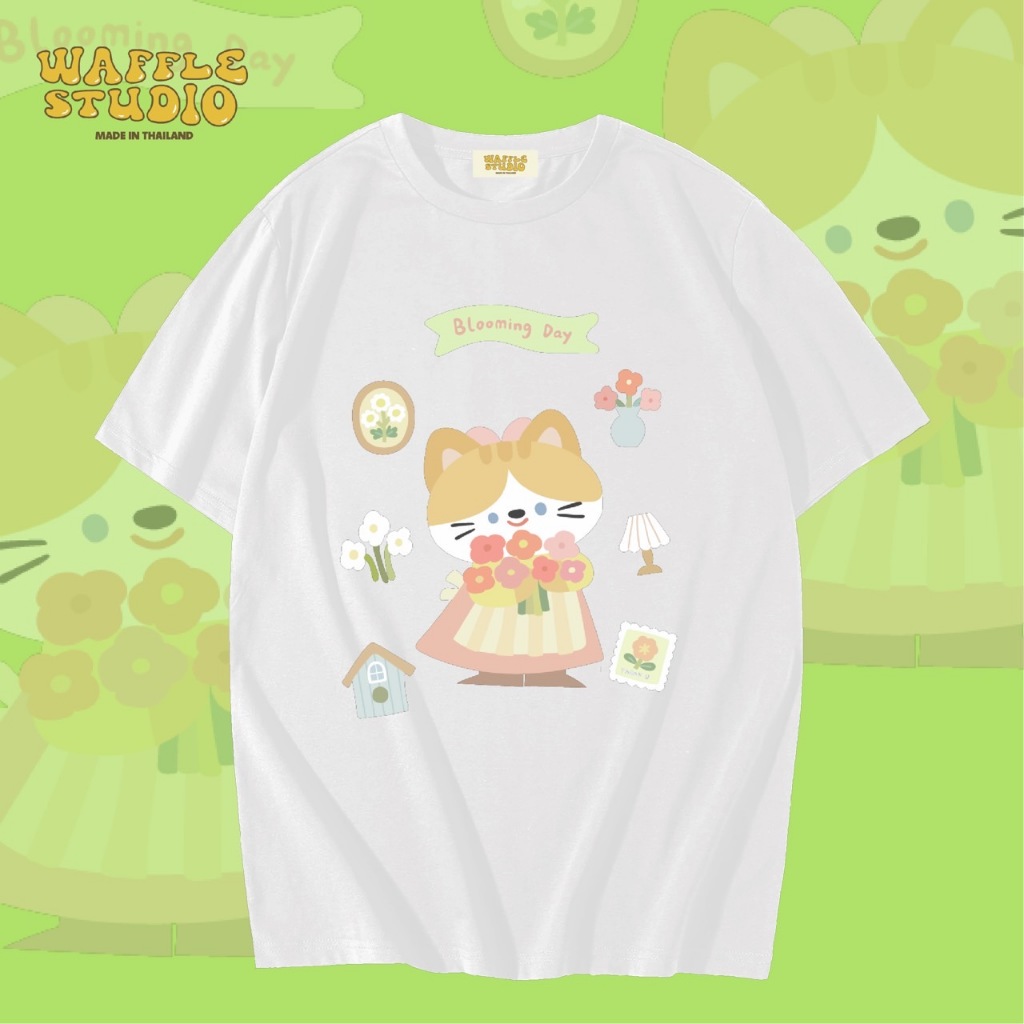 [ส่งฟรี ] WS0336 เสื้อยืดโอเวอร์ไซส์ เสื้อยืดเกาหลี ผ้าคอตตอน100% เสื้อยืด WAFFLE STUDIO