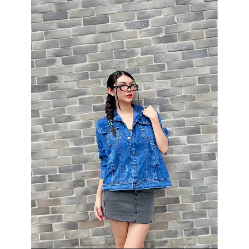 🧋So fashion shop🧋เสื้อคลุมยีนส์อก 46