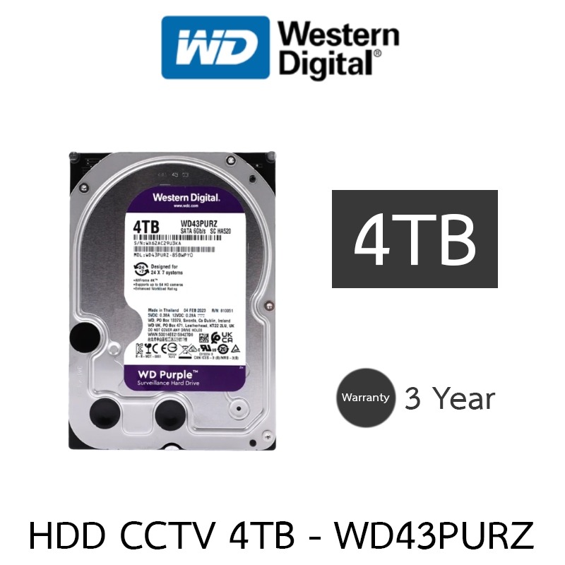 WD 4TB Purple Harddisk for CCTV - WD43PURZ
