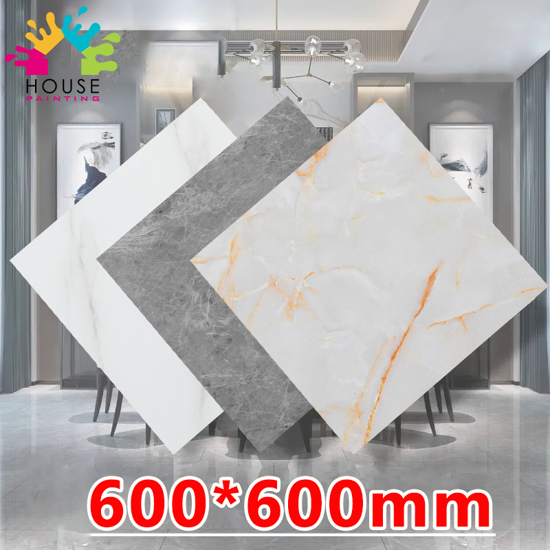 3MM กระเบื้องยาง PVC กระเบื้องยางลายหินอ่อน 60×60cm กันน้ำ กันไฟ ทำความสะอาดง่าย กระเบื้องปูพืน พื้นห้องนอน