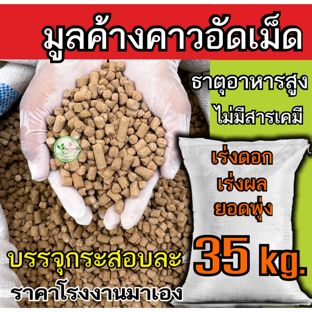 มูลค้างคาวอัดเม็ด กระสอบ 35 กิโล ขี้ค้างคาวอัดเม็ด ธาตุอาหารสูง เร่งดอกแตกตาผลดก ปุ๋ยคอก ปุ๋ยอินทรี 