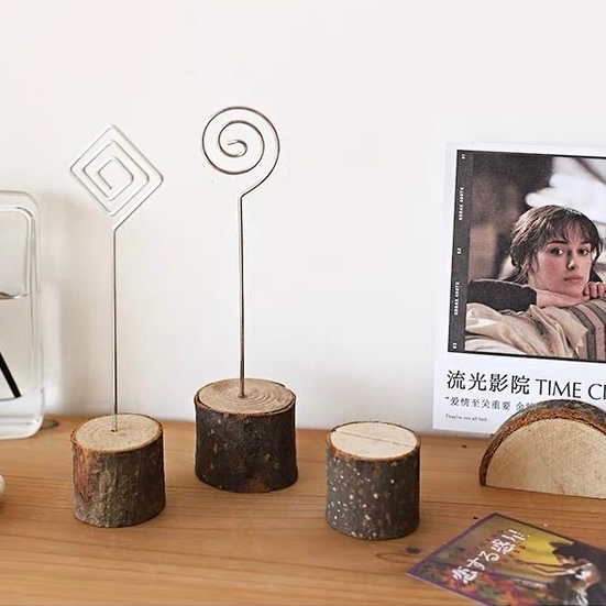 OurHome [พร้อมส่ง] ที่วางโน้ตไม้ Wooden note holder ที่ใส่บันทึกข้อความไม้ ตกแต่งโต๊ะ คลิปภาพ แฮนด์เมด ของตกแต่งบ้าน