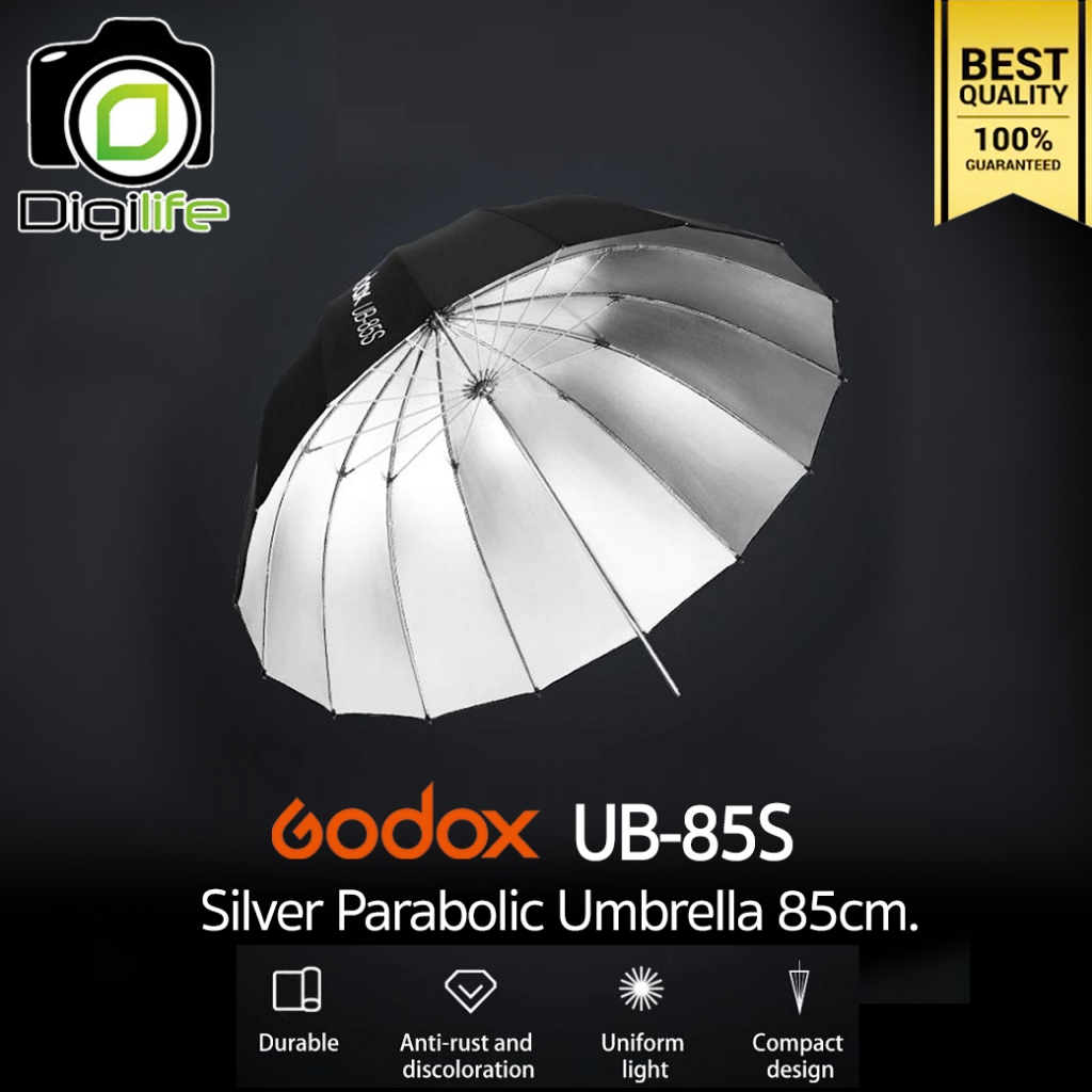 Godox Umbrella UB-85S Silver Parabolic Umbrella 85 cm. ร่มสะท้อนสีเงิน พาลาโบลิค 85 ซม. / Digilife