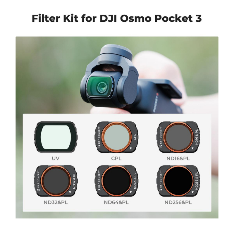K&F DJI OSMO Pocket3 Filter UV+CPL+ND16/PL,ND32/PL,ND64/PL,ND256/PL (SKU.2149)