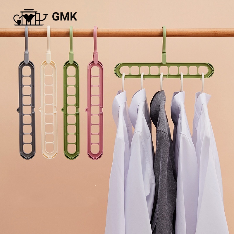 ไม้แขวนเสื้อเก้ารู ตะขอเสื้อผ้า ไม้แขวนเสื้อพลาสติก 9 ตาราง ตะขอเสื้อผ้า การตกแต่ง ตะขอประหยัดพื้นที่G2054