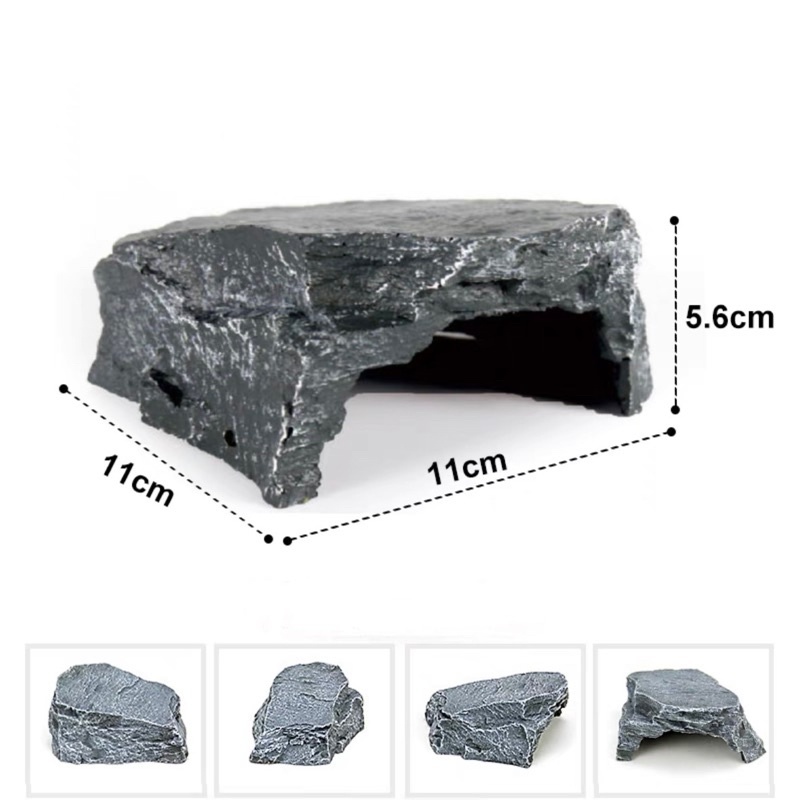 Reptile Cave ถ้ำซ่อนตัว [สีเทา S: 11*11*5.6ซม.] ตกแต่งตู้สัตว์เลื้อยคลาน สำหรับ ตุ๊กแก เก็คโค กิ้งก่า กบ​ งู​​ ตะขาบ​