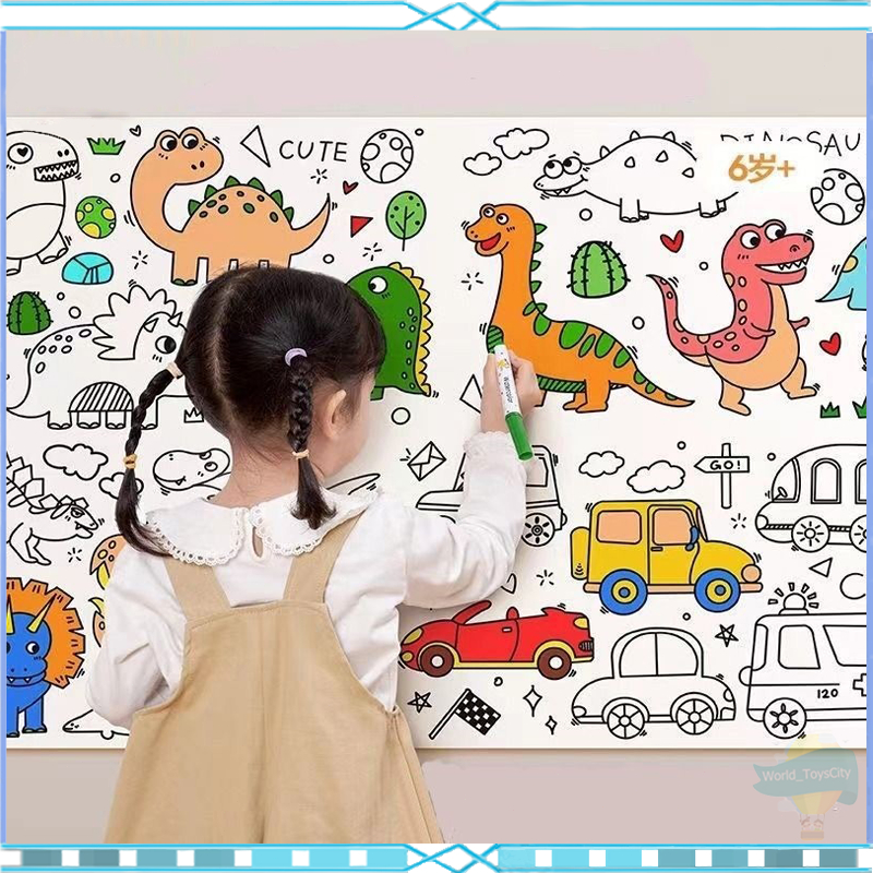 3 เมตร โปสเตอร์ระบายสียักษ์ ภาพระบายสี ยักษ์ กระดาษระบายสีแผ่นใหญ่ การออกกำลังกายความรู้สึกสี ลวดลายน่ารัก