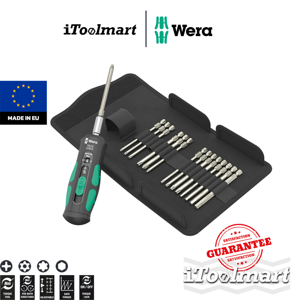 WERA ไขควงทอร์ค 7515/16 Kraftform Safe-Torque Speed Universal 1 ชุด 16 ชิ้น 05075851001