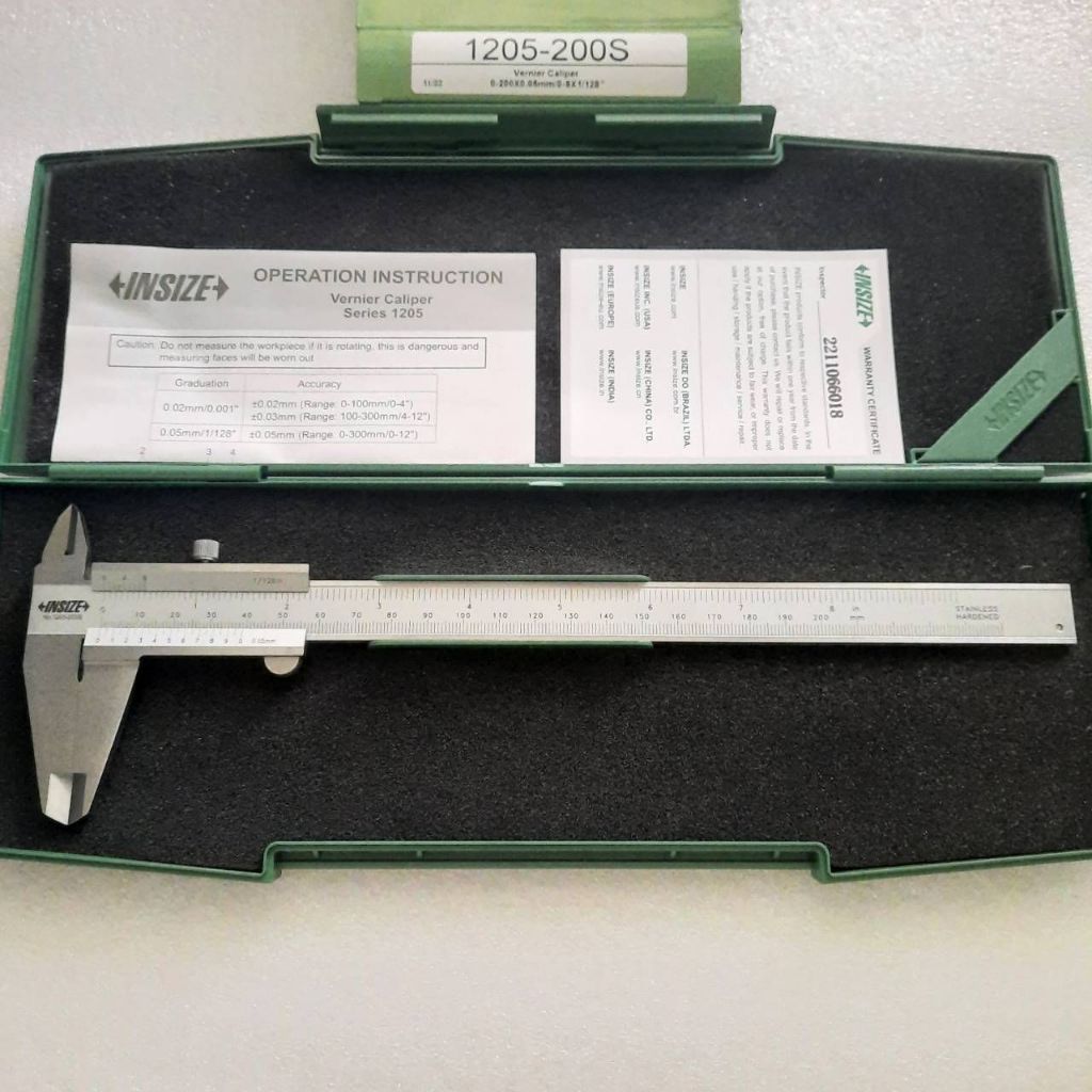 เวอร์เนียร์ 8" / 200mm ความละเอียด 0.05mm INSIZE 1205-200S Vernier Caliper