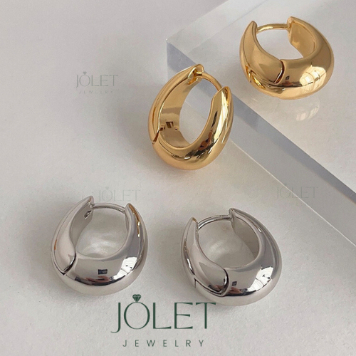 jolet ต่างหูทอง18k ต่างหูสายฝอ สีเงินสีทองไม่ลอกไม่ดำ
