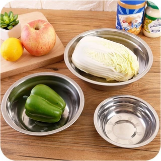 Alechaung ชามสแตนเลส กะละมังสแตนเลส ชามใส่อาหาร Stainless steel bowl ขนาด 14ซม. 18ซม. 22ซม. 24ซม. พื้นผิวเรียบ เงางาม