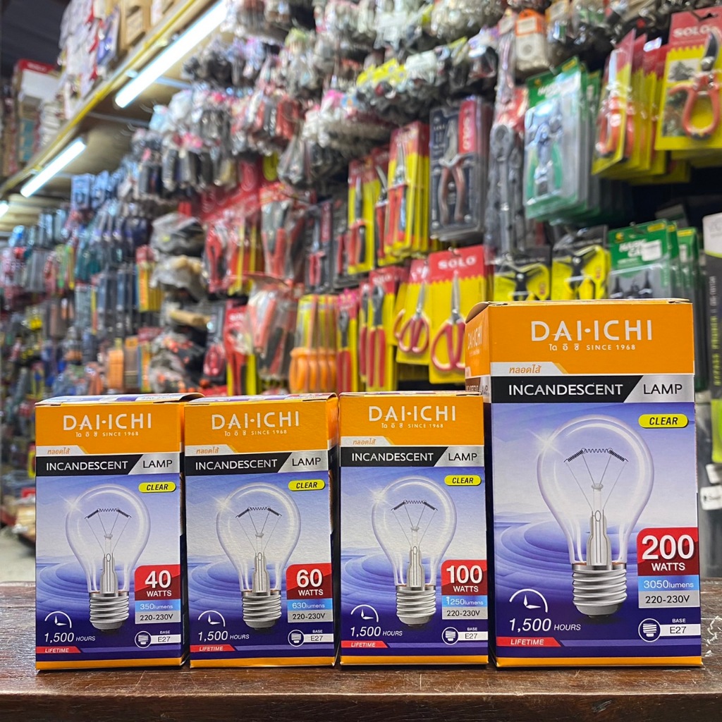 DAI-ICHI หลอดไส้ให้ความร้อนแก้วใส กล่อง 1 ดวง 40w 60w 100w 200w หลอดไฟอบเพื่อให้ความอบอุ่นความร้อน