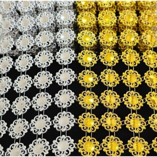 DS02 สังวาลย์พิกุล 1หลา 124 ชิ้น สีเงิน สีทอง