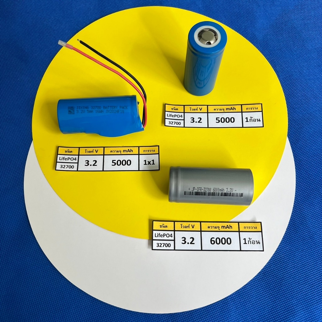 ถ่านชาร์จสำหรับโคมไฟถนนโซล่าเซล ชนิด LifePo4 (ลิเธียมฟอสเฟต)  32700 ขนาด 3.2V ความจุ 5000-6000 mAh