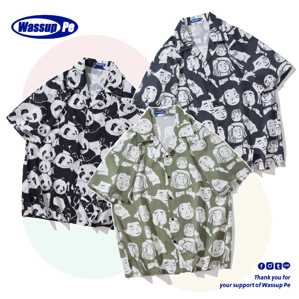 เสื้อฮาวาย เสื้อเชิ้ต hawaii ต้นมะพร้าว แขนสั้น 3 สี Unisex/Wassuppe