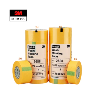 3M 2688 สีเหลือง 2899 สีฟ้า กระดาษกาววาชิ ขนาดหน้ากว้าง18มม,24มมและ50มมxยาว18เมตร (แบบแถว)