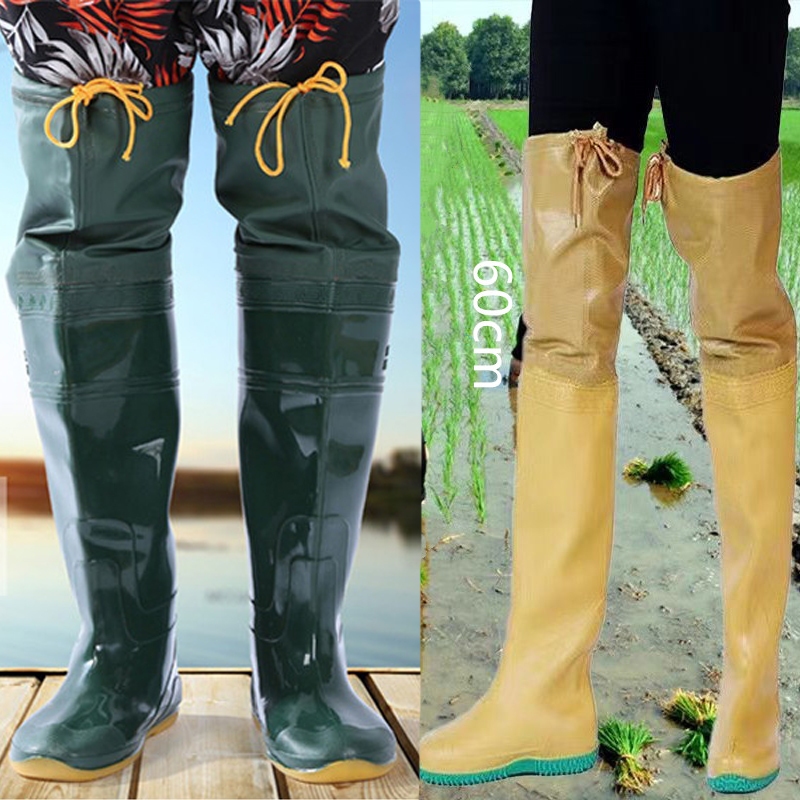 กางเกงลุย Unisex รองเท้าบูทฝนเกษตรสูงเหนือเข่า หลา 36-45