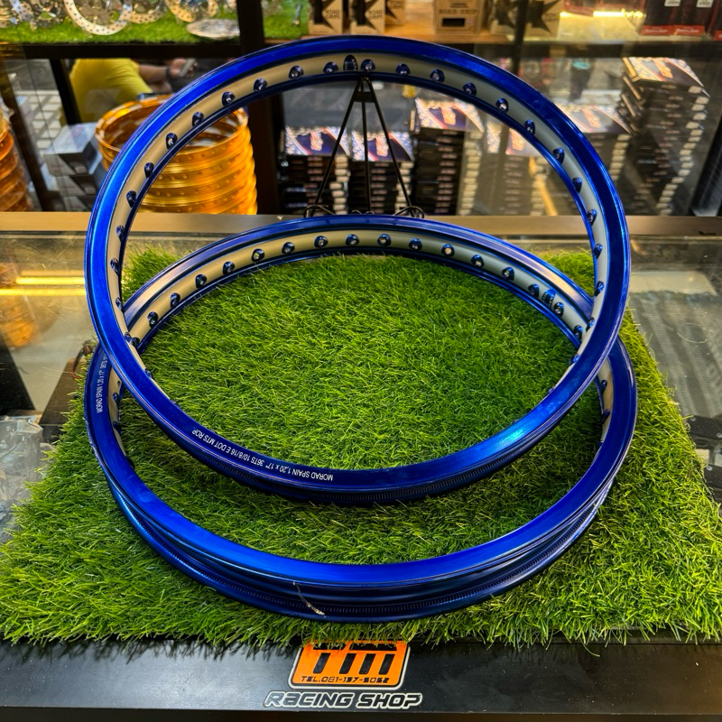 ✅ล้ออาก้อน (Akront) รางน้ำ ลายทูโทน สีน้ำเงิน งานเหมือน