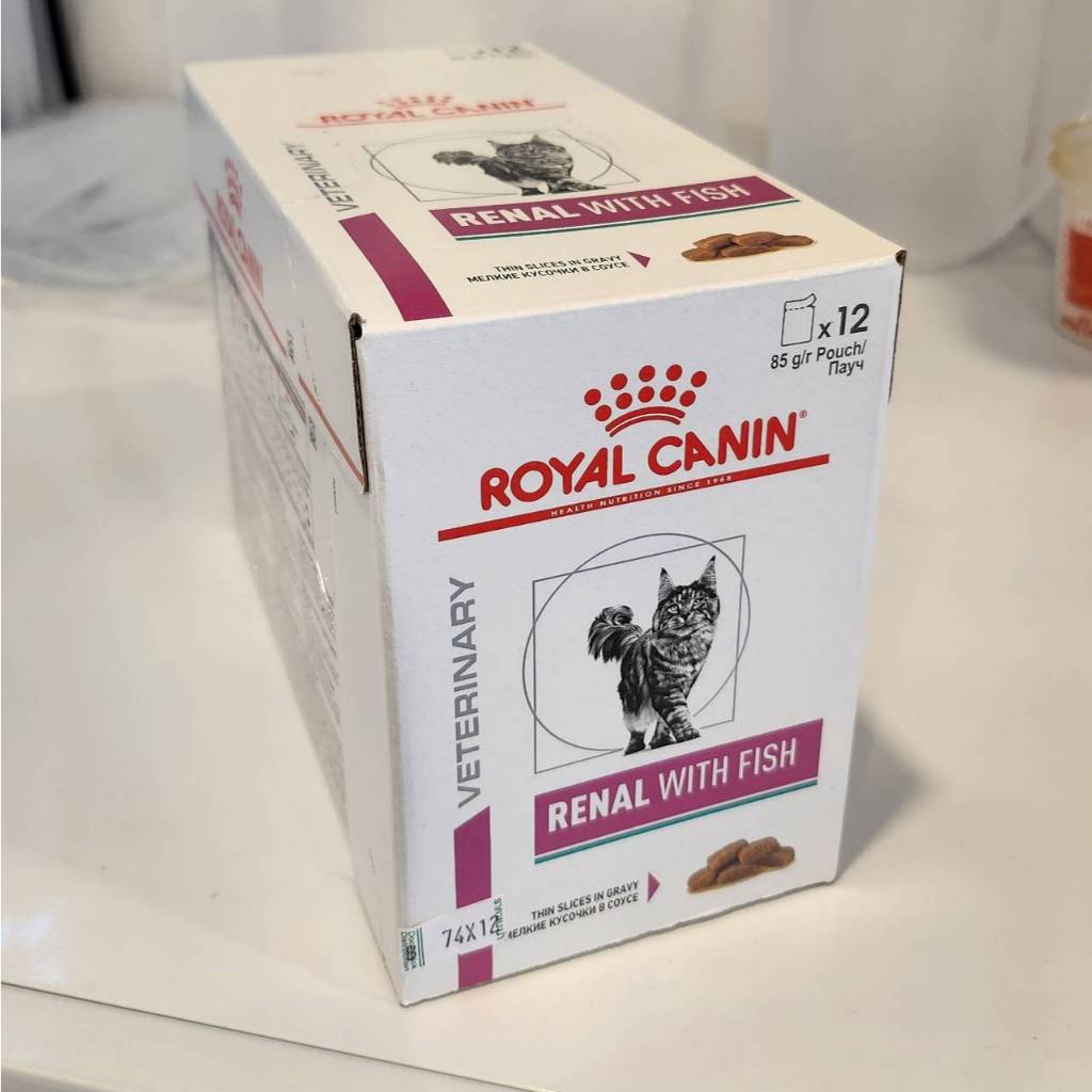 [1กล่อง/12ซอง] royal canin RENAL WITH FISH แบบเปียก 1 กล่อง รักษาโรคไตแมว รสทูน่า