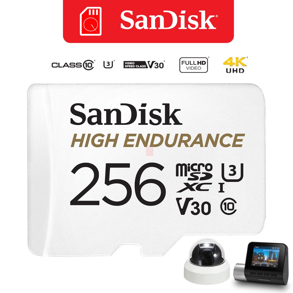 SanDisk High Endurance 256GB microSD Card (SDSQQNR-256G-GN6IA) สำหรับ กล้องวงจรปิด กล้องหน้ารถ 4K