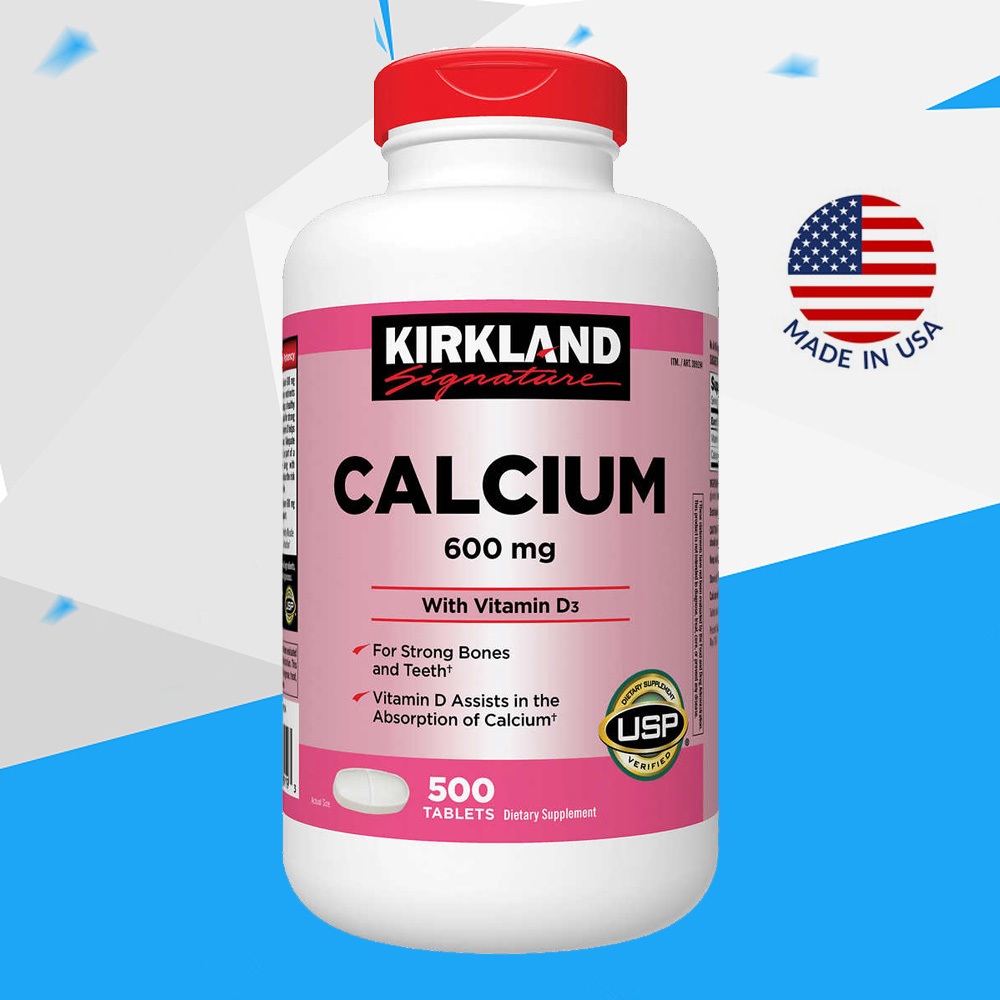 (Exp.02/2028)Kirkland Signature Calcium 600 mg with Vitamin D3 500 Tablets