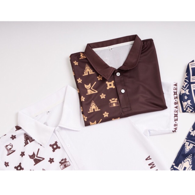 เสื้อโปโล (สีขาว-สีน้ำตาล) ลายโคราชโมโนแกรม สินค้าของแท้ต้นฉบับ (ร้านเดียวในโคราช)