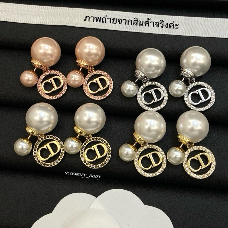 ต่างหูมุก จี้กลมฝังเพชร รุ่นD-90 ใส่แล้วสวยหรูค่ะ งานสวยเป๊ะจุดค่ะ รอบนี้มา4สีเลยค่ะ