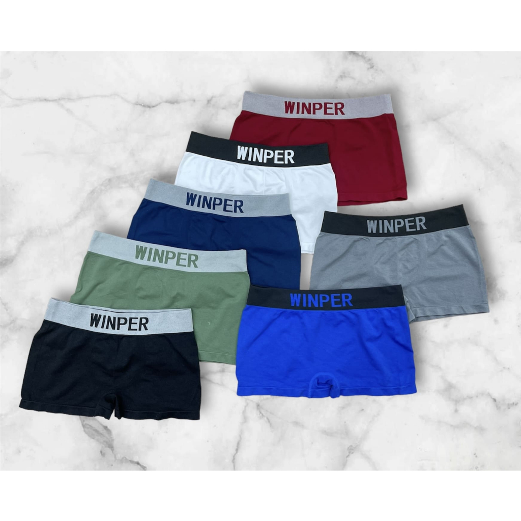 กางเกงใน กางเกงในไร้ขอบข้าง  กางเกงในบล๊อกเซอร์  ฟรีไซส์เอว24-64 แบรนด์WINPER (W1) แพ็ค 14 ตัว