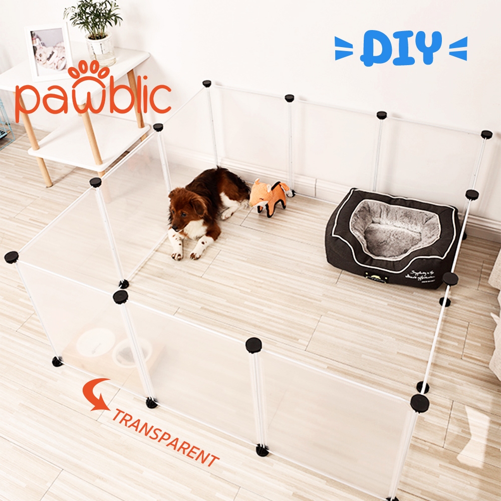 Pawblic DIY รั้วกั้นสุนัข กรงสุนัข กรงสัตว์เลี้ยง กรงแมว กรงกระต่าย เหมาะสำหรับสุนัขขนาดเล็กถึงขนาดกลาง มีประตูอยู่