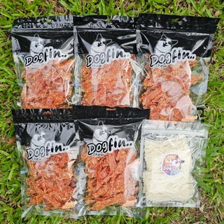 Dogfin ไก่อบแห้งขนาด 350 กรัม โปร 5 ถุง (1,750 กรัม) พร้อมของแถมเลือกได้ ขนมสำหรับสุนัขทุกสายพันธุ์