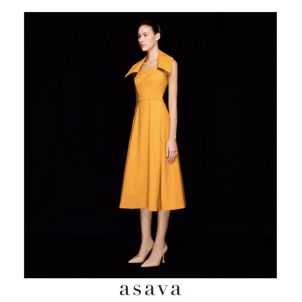[asava ss24] Asava Oversized Lapel Dress เดรสผู้หญิง ทรงเอ แขนกุด แต่งดีเทลปกใหญ่ คอสี่เหลี่ยมคางหมู กระเป๋าข้าง ซิปหลัง