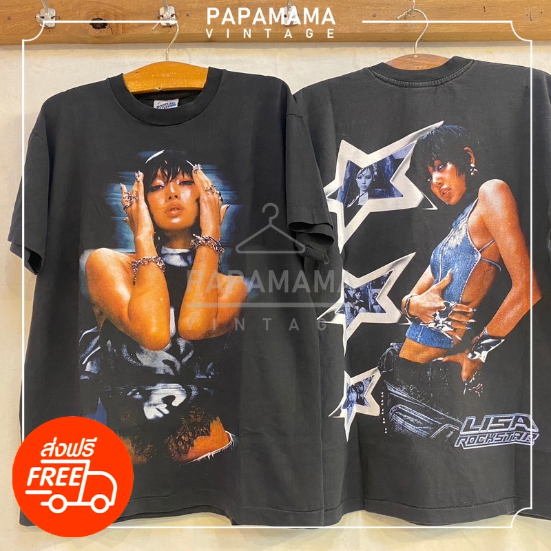 [ LISA ] ROCK STAR LLOUD BIO Washed tag Bootleg แท้ เสื้อวินเทจ ลิซ่า papamama vintage shirt