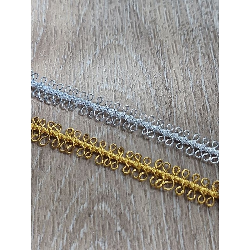 ดิ้นใบเฟิร์นเดี่ยว/ดิ้นตะขาบเดี่ยวแพ็ค3 หลา40บาท ดิ้นตกแต่งงานฝีมือ