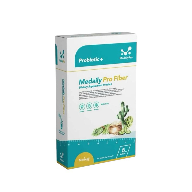 Medaily Pro Fiber เมด เดลี่ โปร ไฟเบอร์ลดบวม สูตรคุณหมอ ลดพุงย้อย ลดหน้าท้อง ดีท็อก Detox ช่วยระบบขับถ่าย ลดขา มี 5 ซอง
