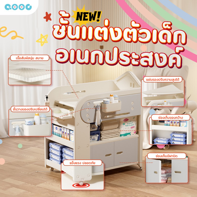 12.12พร้อมส่ง Newชั้นแต่งตัวเด็กพร้อมลิ้นชักอ่างล้างเช็ดตัวเด็ก ขนาดเล็ก พับจัดเก็บเข้าที่ได้ สะดวกมาก