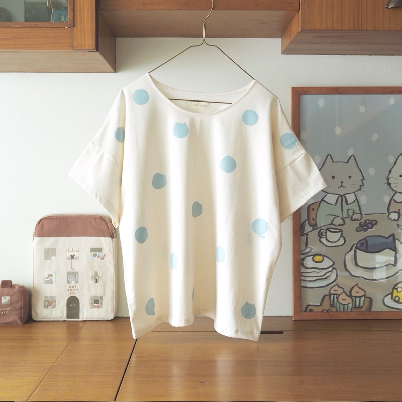 polka dot cat t-shirt / เสื้อยืดแขนสั้น ลายจุดแมว