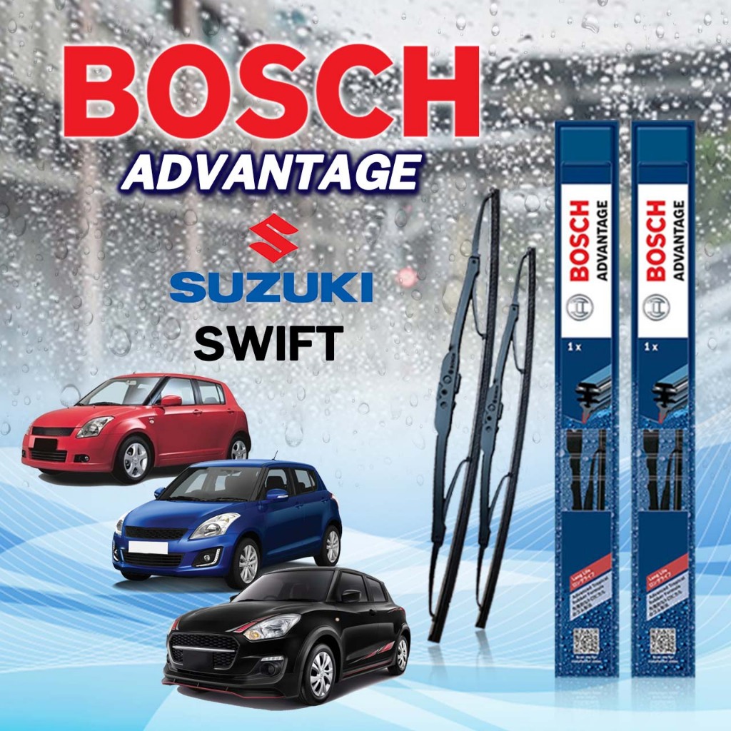 BOSCH ใบปัดน้ำฝน รุ่น Advantage ก้านเหล็ก สำหรับ SUZUKI SWIFT (ปี 2012-2017) ขนาด 22"+18" ( 1คู่ ) ของแท้ 100%