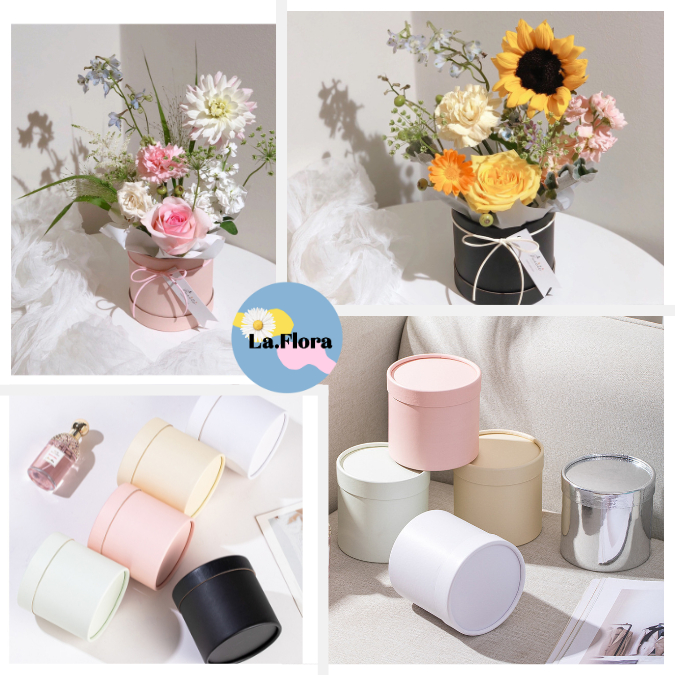 กล่องใส่ดอกไม้ W1002 กล่องกระดาษ ดอกไม้ปลอม กล่องของขวัญ จัดดอกไม้ ตกแต่งบ้าน DIY ทรงกระบอก