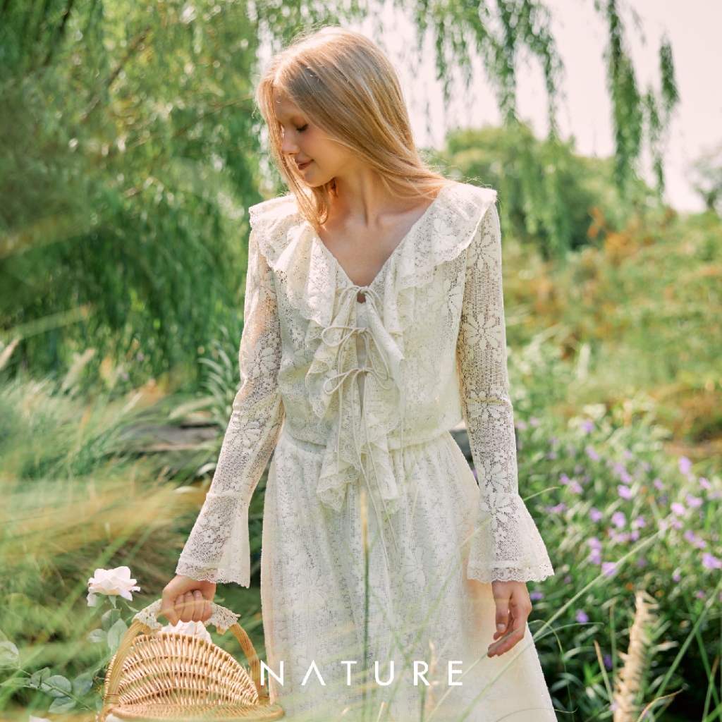 nature.bkk - TPN04066 เสื้อระบายลูกไม้แขนยาวเนเจอร์ nature lace ruffle blouse