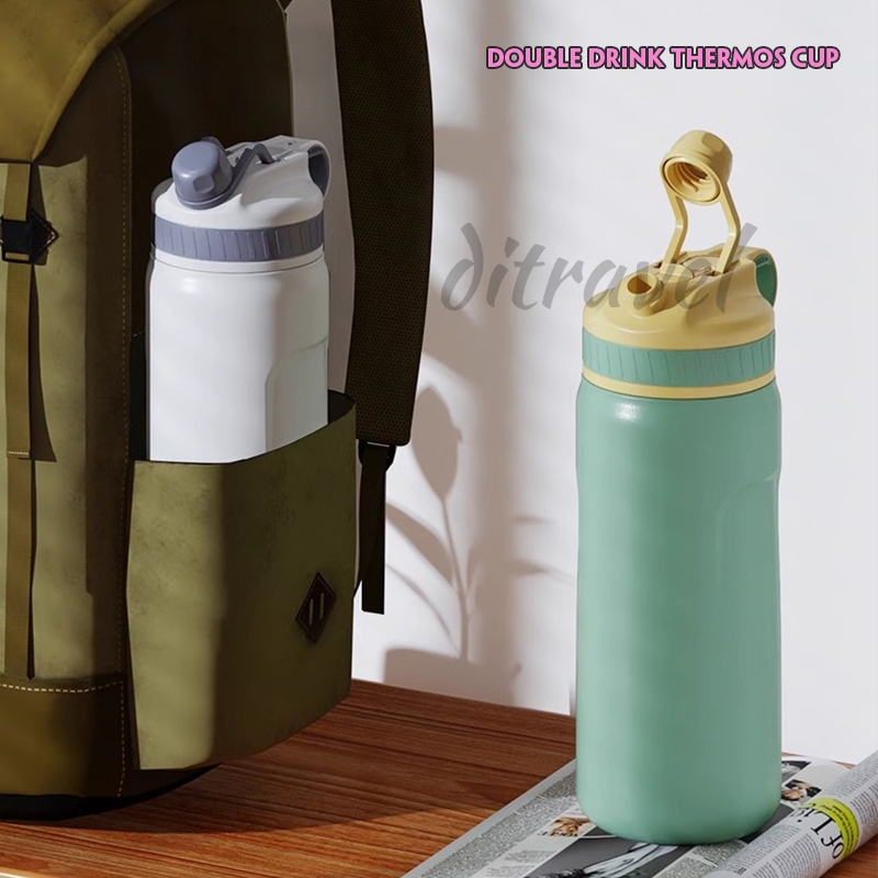 B0125 ความจุขนาดใหญ่ 1000ml สเตนเลส 316 น้ําเย็น เก็บความร้อน แบบพกพา พร้อมส่งกระติกน้ําร้อน พร้อมหลอด