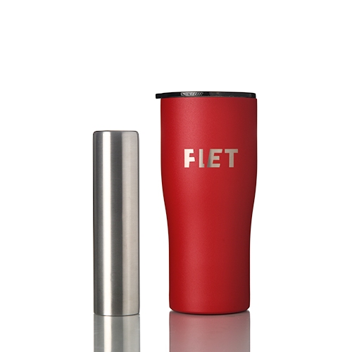 FLET tumbler 24 oz - สีแดง - แก้วเก็บความเย็น มาพร้อมแท่งน้ำแข็งสแตนเลส เครื่องดื่มเย็นไม่ต้องใส่น้ำ