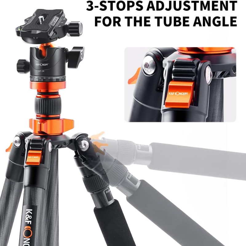 ขาตั้งกล้อง K&F D255C4+BH-28L Carbon fiber with Quick Release Plate kits (KF09.093V2)